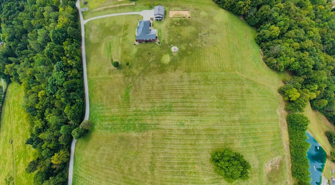 Aerial view over piece of land